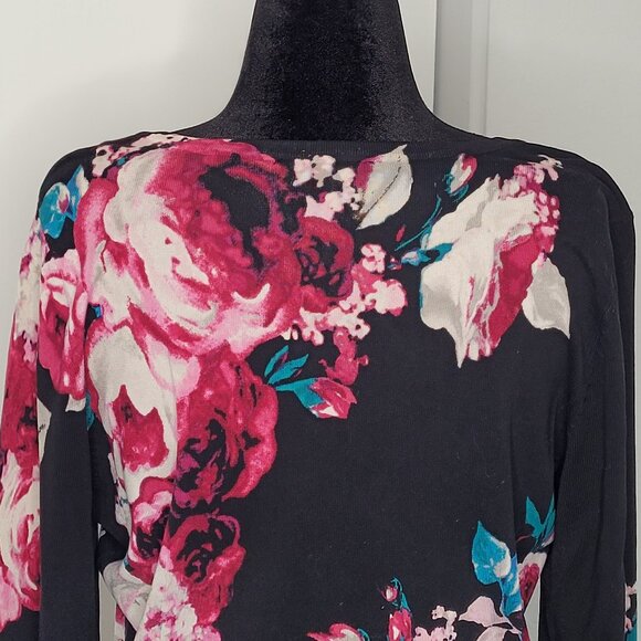 WHBM Black & Pink Floral Embellished Button-Up Cardigan – Size XL - Picture 5 of 8